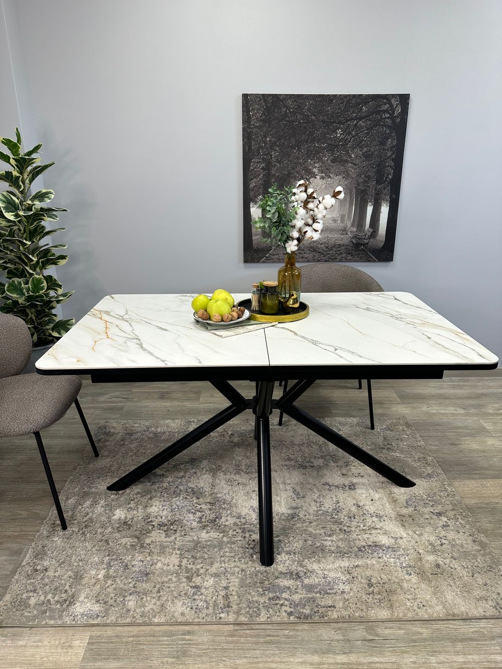 Стол KENNER DM1400 черный/керамика золотая