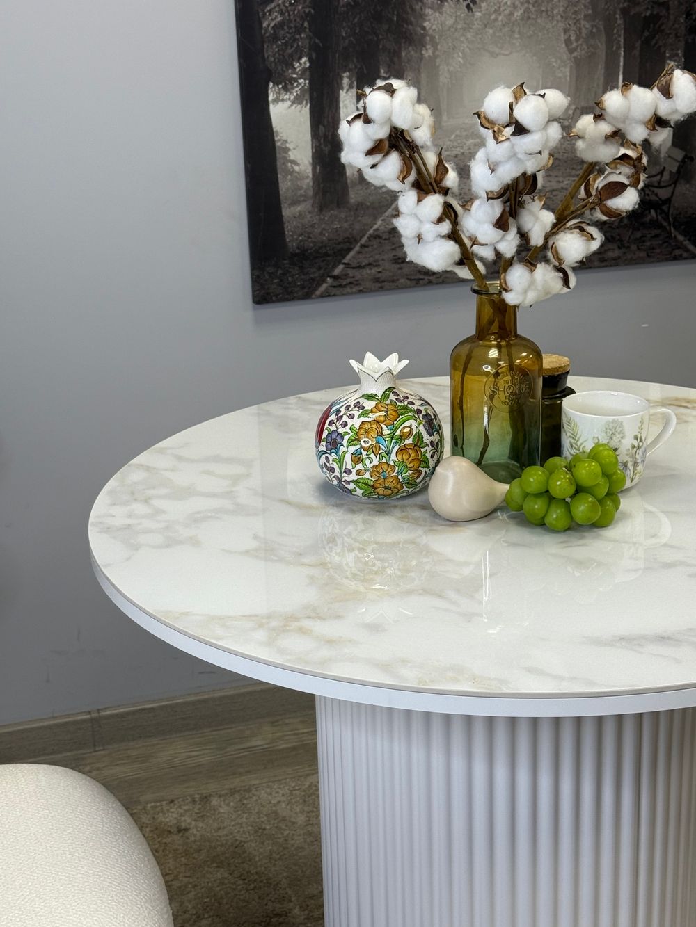 Стол Kenner LD900, белый/керамика мрамор белый глянец