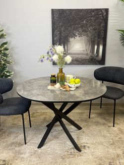 Стол Kenner R1100s, черный/керамика мрамор серый глянец