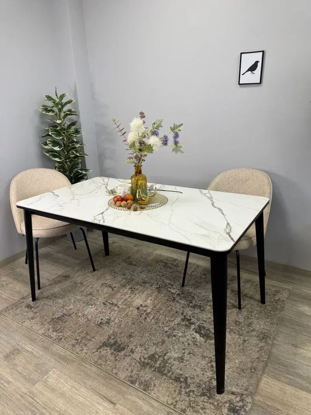 Стол KENNER KS1400 черный/керамика мрамор золотой