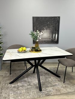 Стол KENNER DM1400 черный/керамика золотая