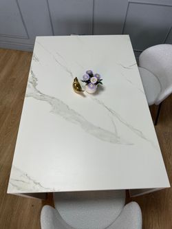 Стол KENNER BL1300 белый/керамика мрамор белый