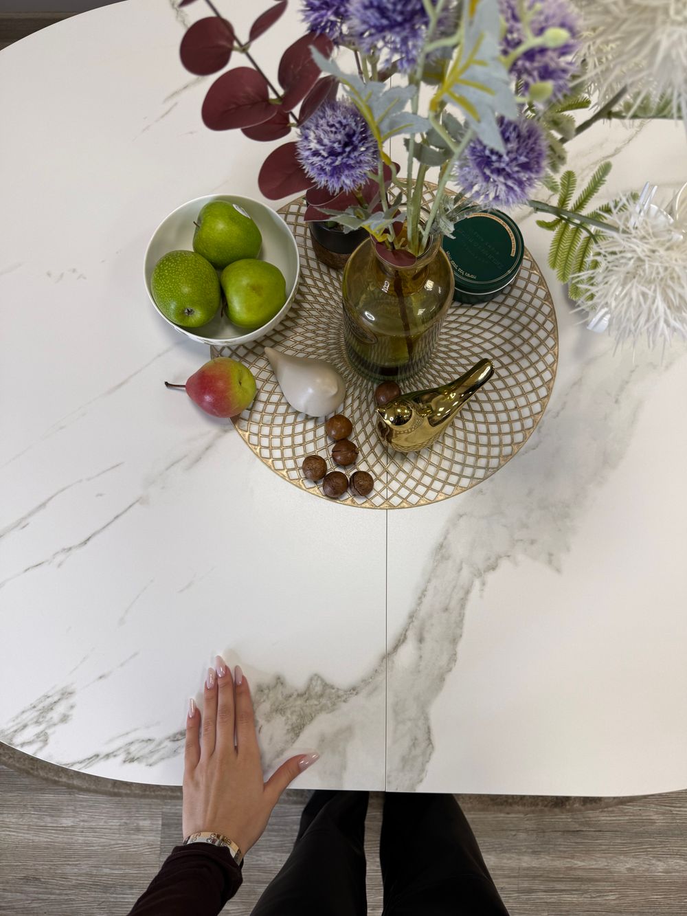 Стол KENNER DO1300 черный/керамика белая