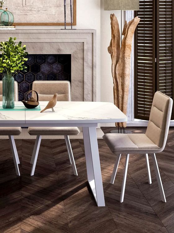 Стол KENNER AZ1200 белый/керамика мрамор белый