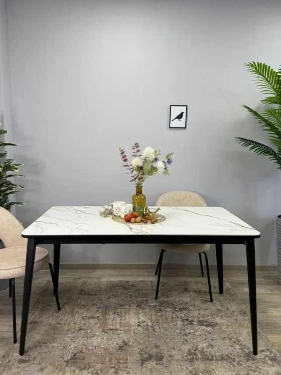 Стол KENNER KS1400 черный/керамика мрамор золотой