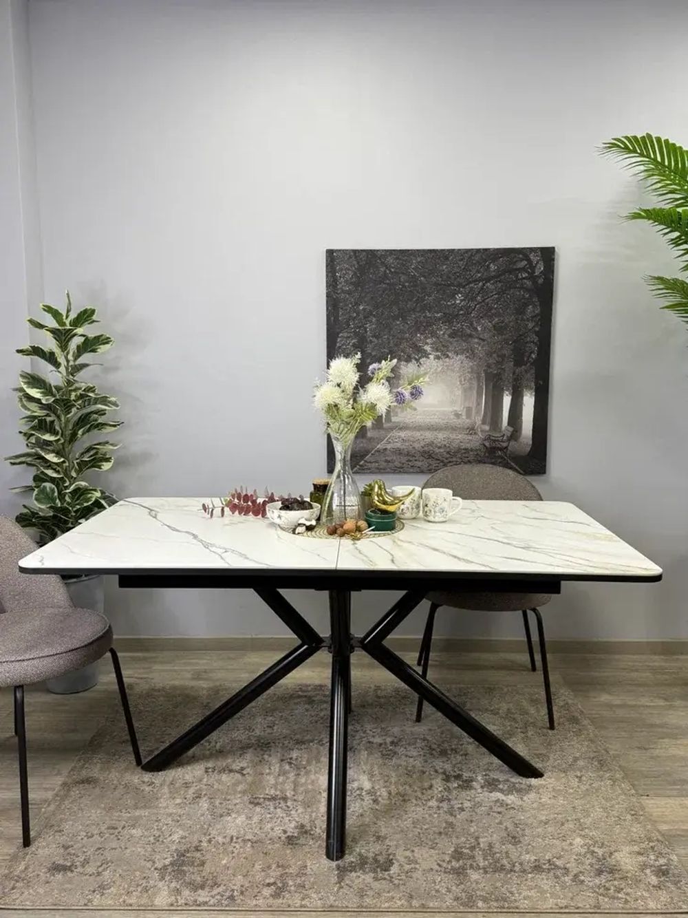 Стол KENNER DM1550 черный/керамика золотая