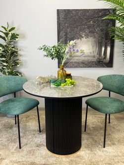 Стол Kenner LD900, черный/керамика мрамор серый глянец