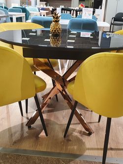 Стол KENNER R1100 золото/камень черный глянец