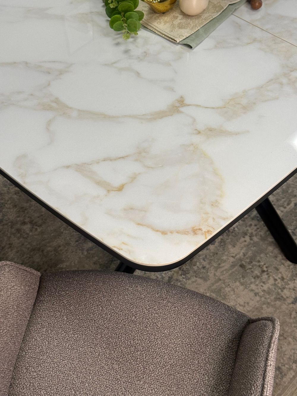 Стол DF1250 черный/керамика белая глянец