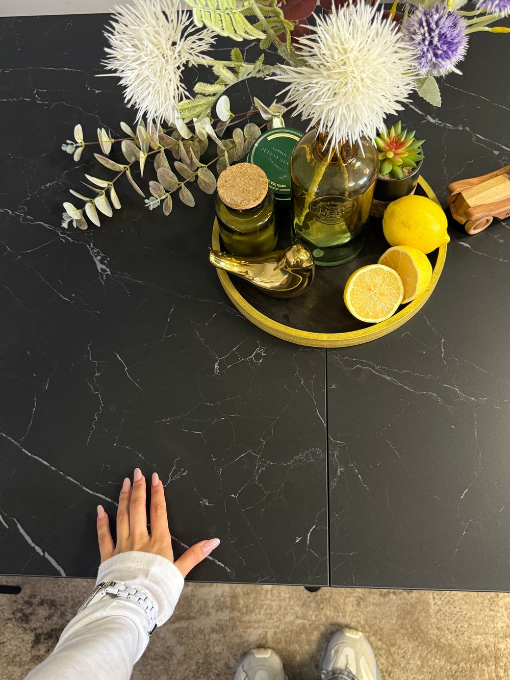 Стол KENNER DM1400 черный/керамика черная