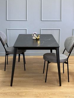 Стол KENNER KS1200 черный/керамика мрамор черный