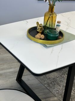 Стол KENNER AZ1400 черный/керамика белая