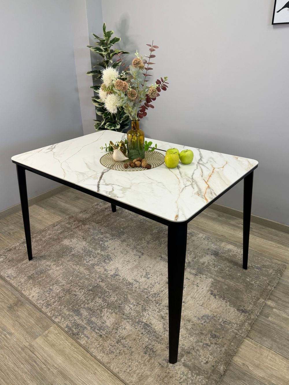 Стол KENNER KS1200 черный/керамика мрамор золотой