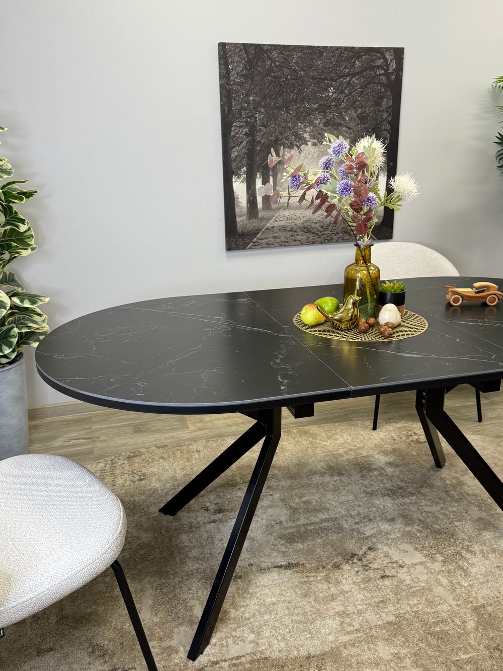 Стол KENNER DO1100 черный/керамика мрамор черный