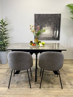 Стол DL1300 черный/керамика серая глянец