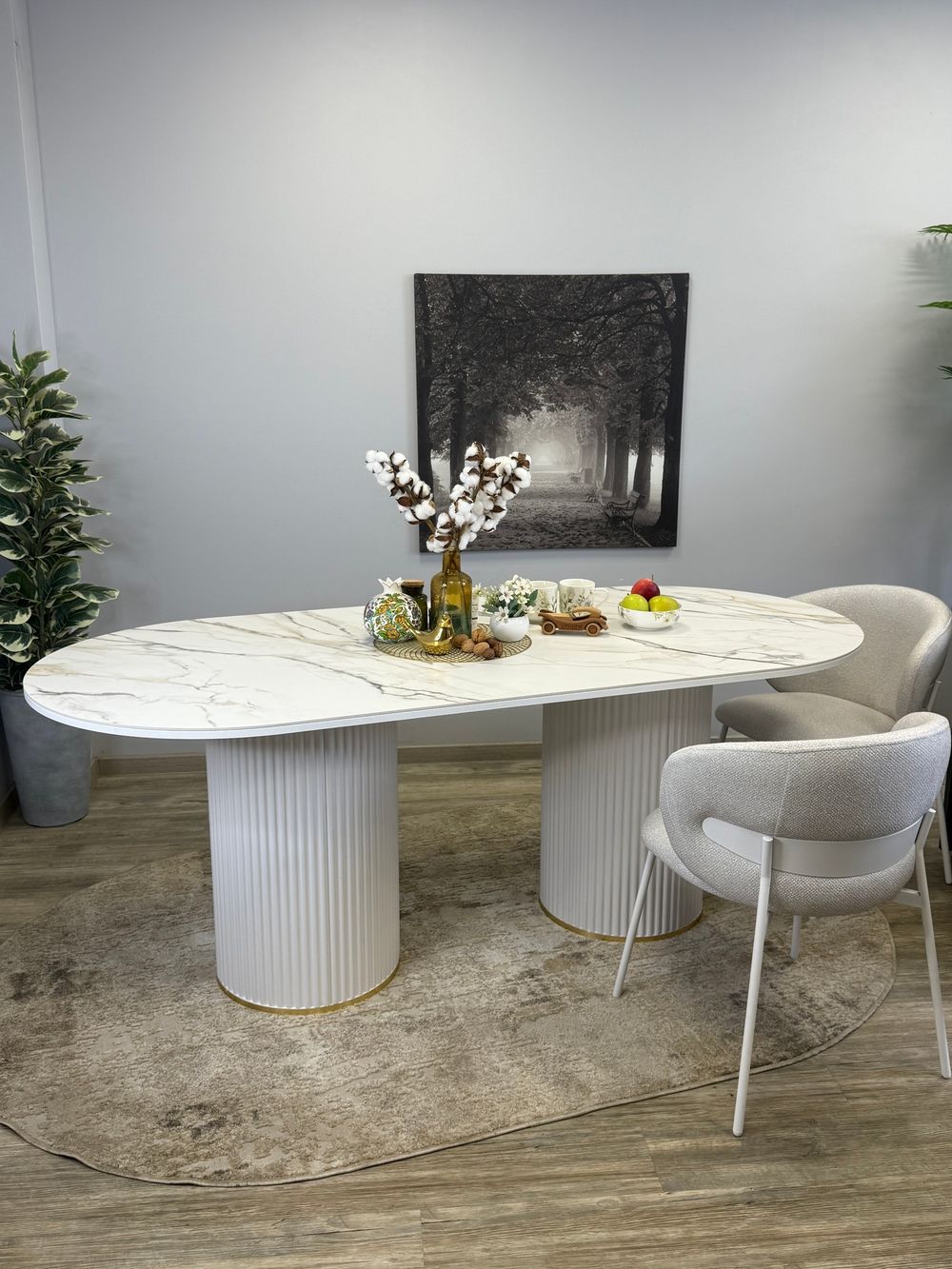 Стол KENNER LD2000 белый/керамика мрамор золотой