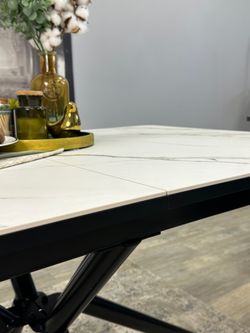 Стол KENNER DM1400 черный/керамика золотая