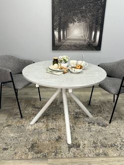 Стол KENNER AR1000 белый/мрамор светло-серый