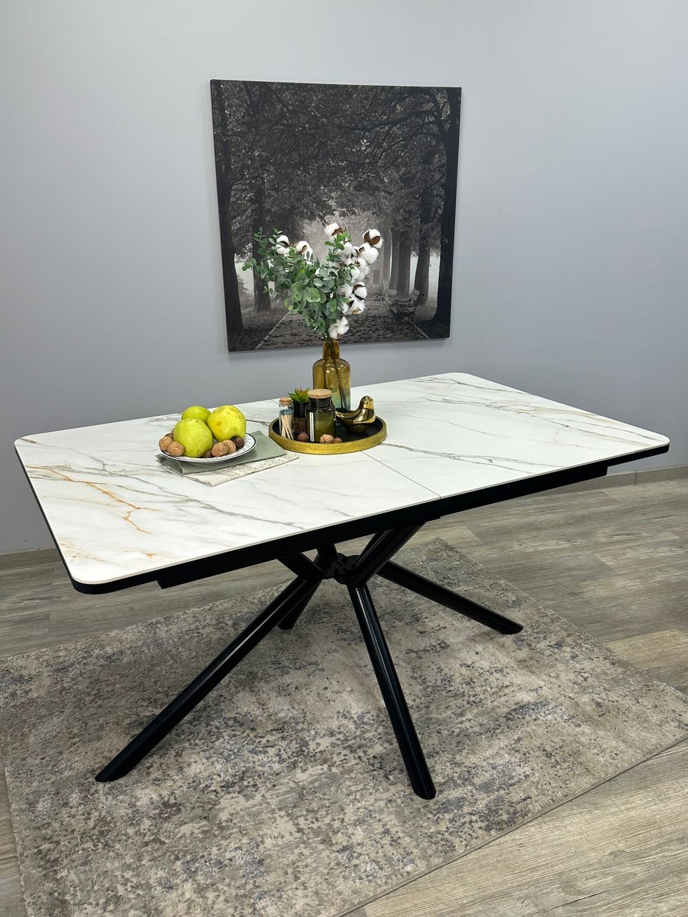 Стол KENNER DM1400 черный/керамика золотая