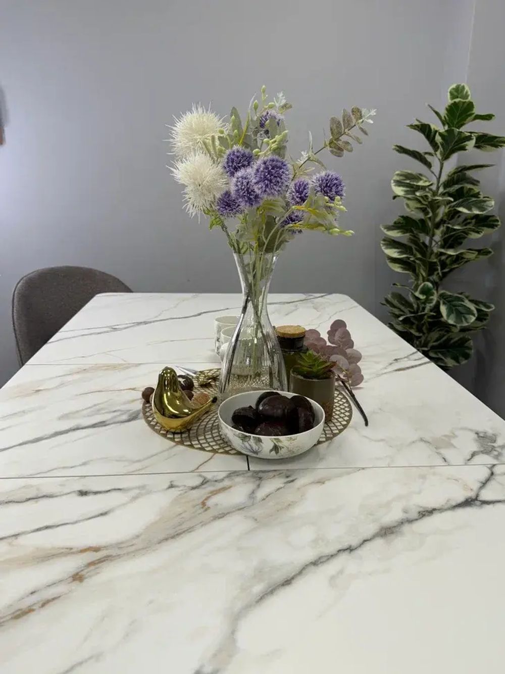 Стол KENNER DM1550 черный/керамика золотая