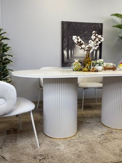 Стол KENNER LD2000 белый/керамика мрамор золотой