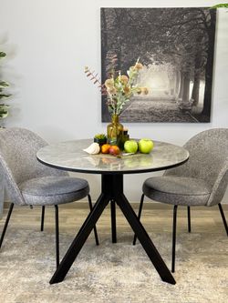 Стол KENNER RR900 черный/керамика мрамор серый глянец