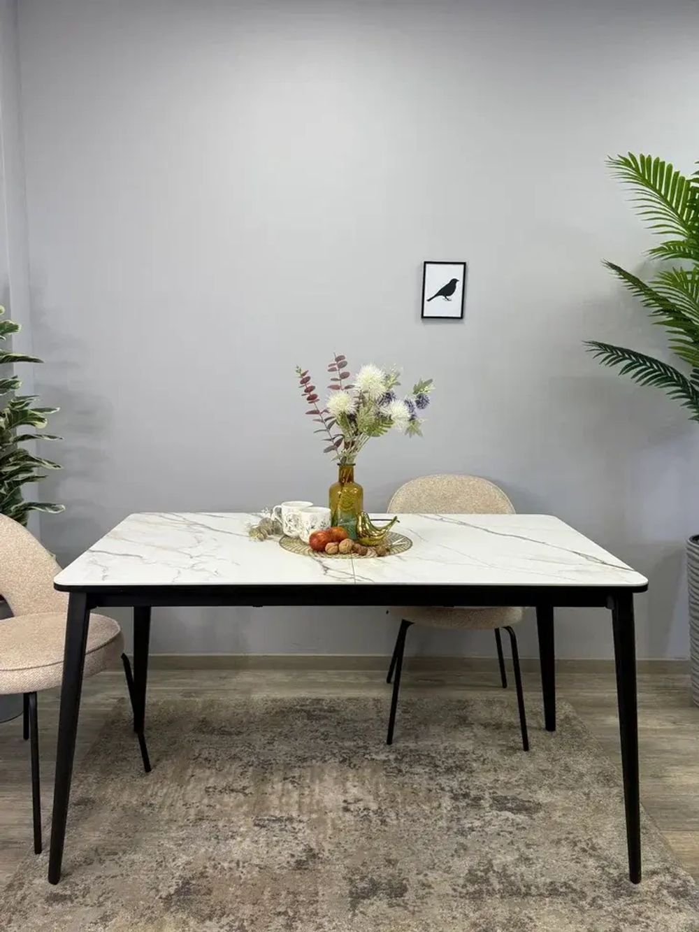 Стол KENNER KS1400 черный/керамика мрамор золотой