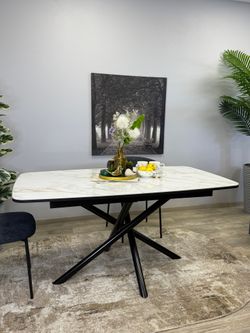 Стол KENNER DF1550 черный/керамика белая глянец