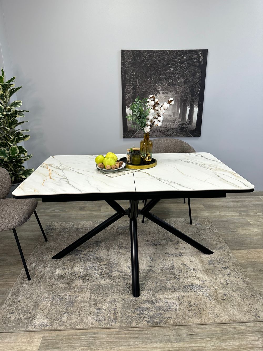 Стол KENNER DM1400 черный/керамика золотая