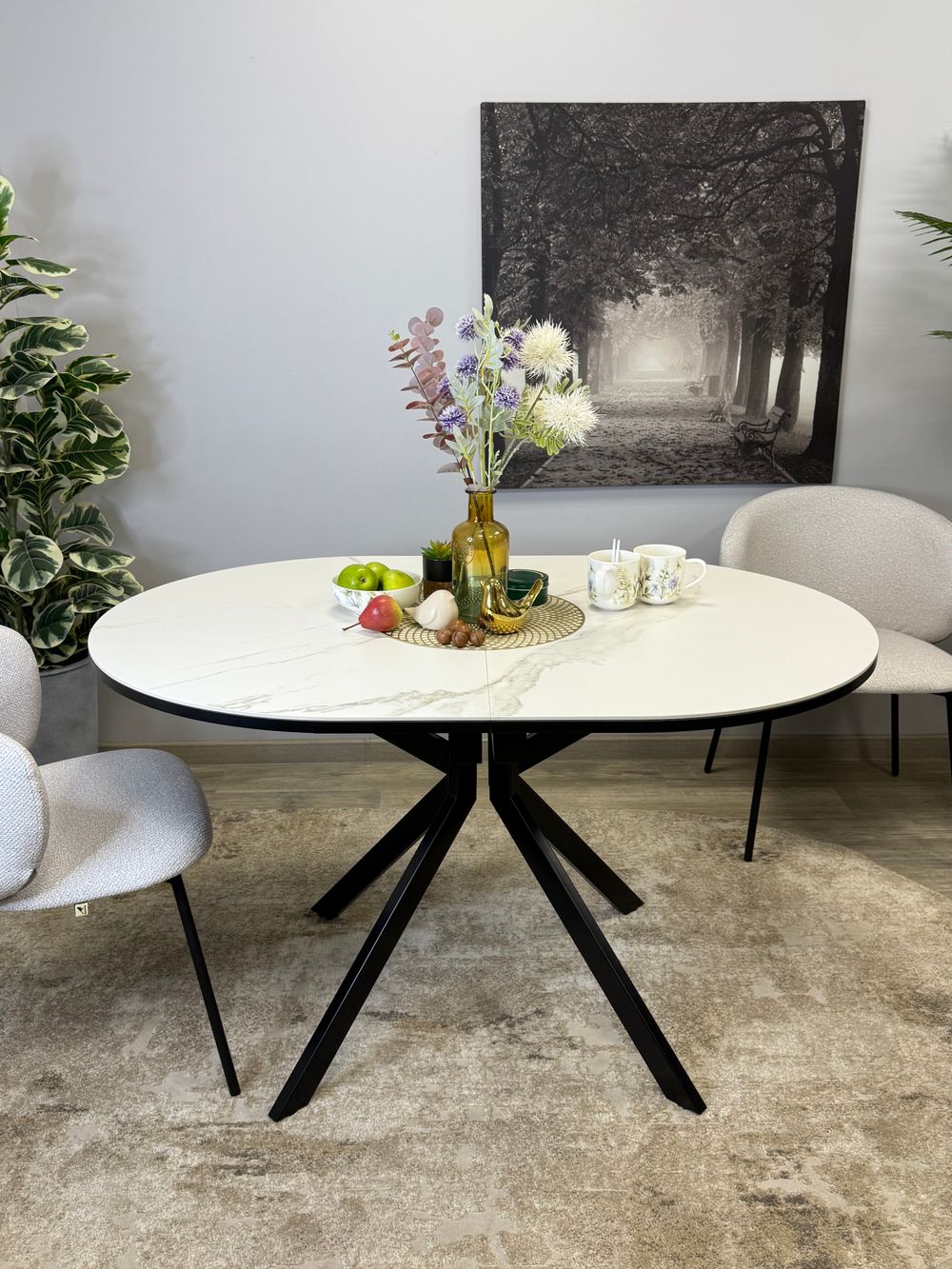 Стол KENNER DO1300 черный/керамика белая