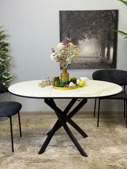 Стол KENNER R1000s черный/керамика мрамор белый