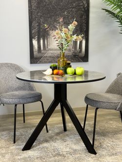 Стол KENNER RR900 черный/керамика мрамор серый глянец