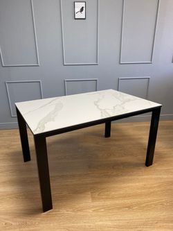 Стол KENNER BL1300 черный/керамика мрамор белый