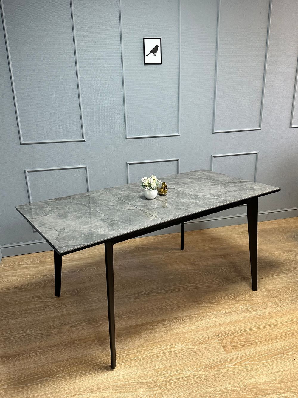 Стол KENNER KR1200 черный/керамика мрамор серый глянец