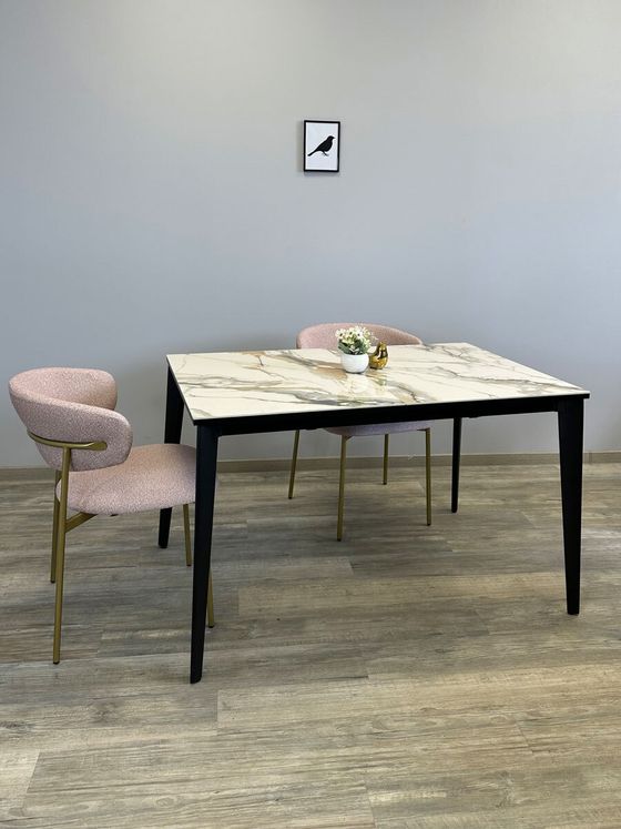 Стол KENNER KR1200 черный/керамика мрамор золотой глянец