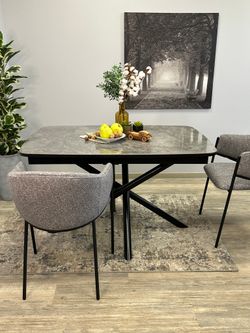 Стол DF1250 черный/керамика серая глянец