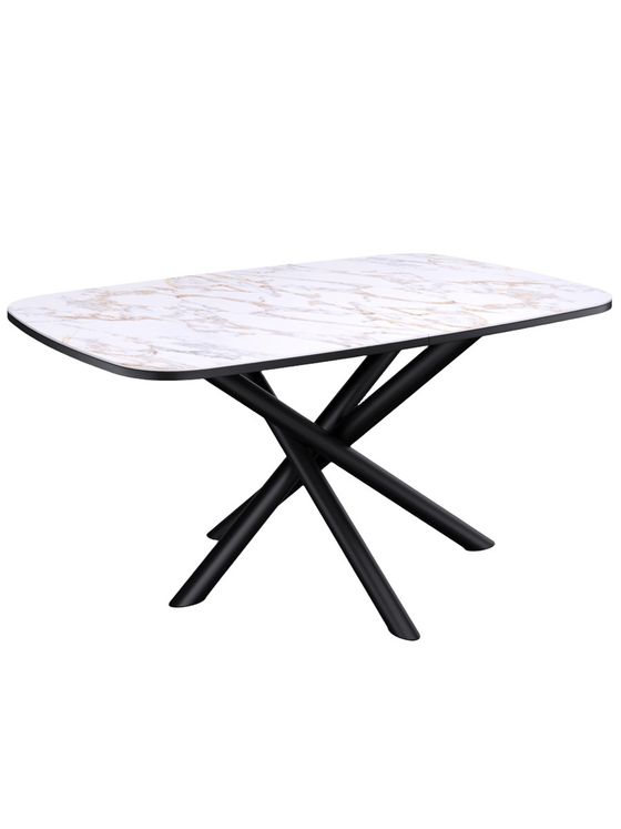 Стол DF1250 черный/керамика белая глянец