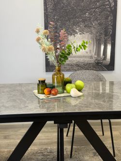 Стол DL1300 черный/керамика серая глянец