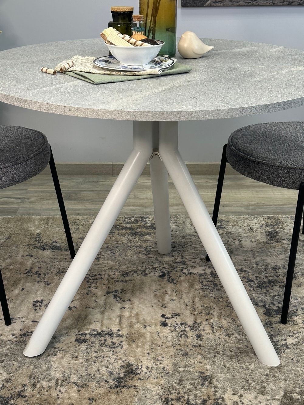 Стол KENNER RR900 белый/мрамор светло-серый