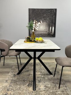 Стол KENNER DM1400 черный/керамика золотая