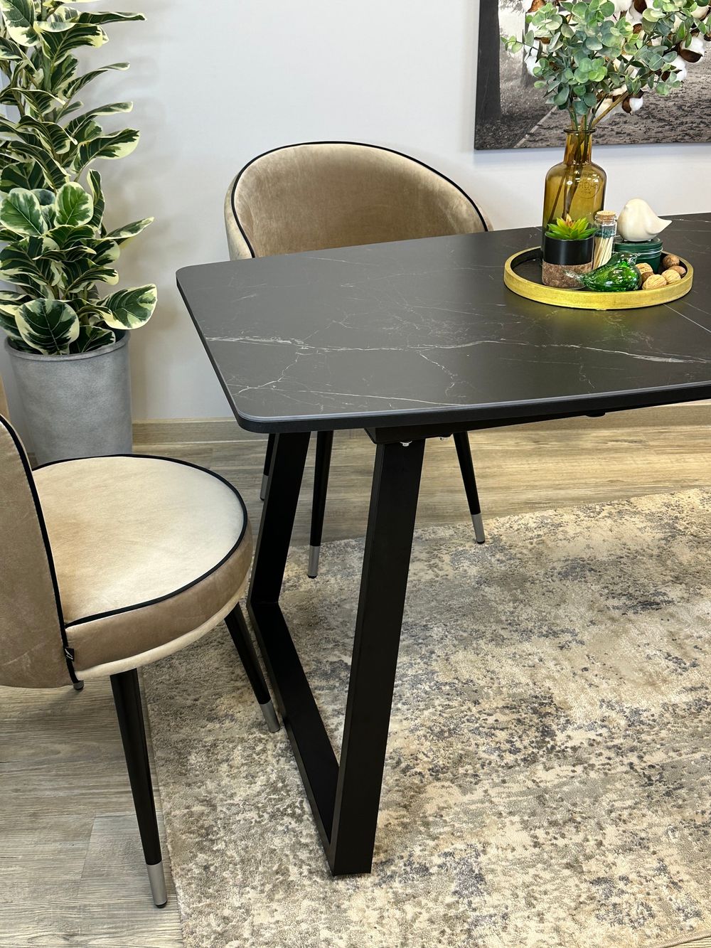 Стол KENNER AZ1400 черный/керамика черная