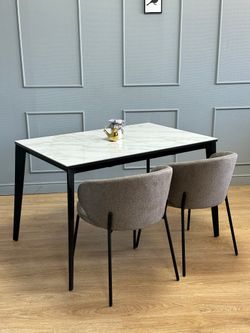 Стол KENNER KR1200 черный/керамика мрамор белый глянец