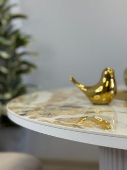 Стол KENNER LD1000 белый/керамика мрамор золотой глянец