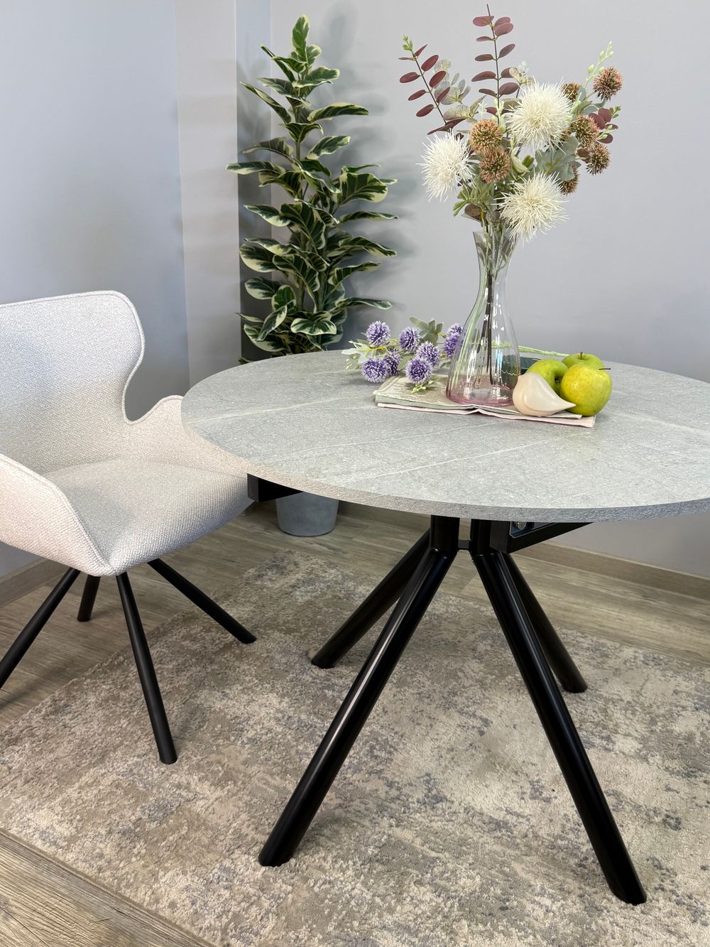 Стол KENNER AR1000 черный/мрамор светло-серый