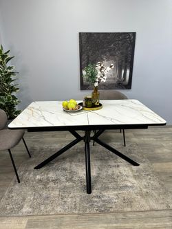 Стол KENNER DM1400 черный/керамика золотая