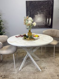 Стол Kenner R1100s, белый/керамика мрамор белый глянец