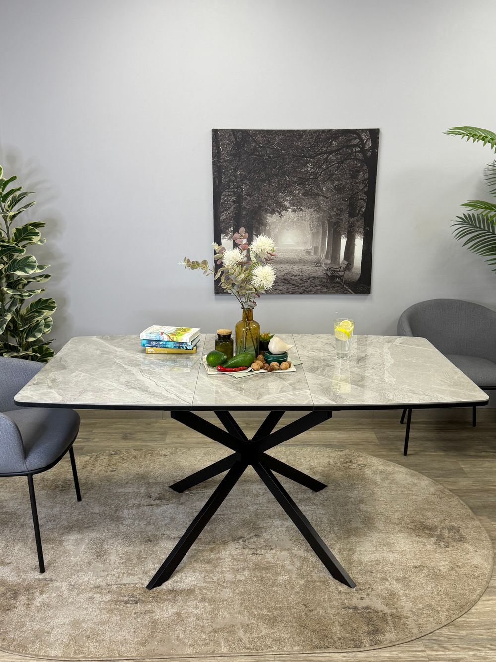 Стол Kenner BR1200, черный/керамика ITALIAN MIDDLE GRAY