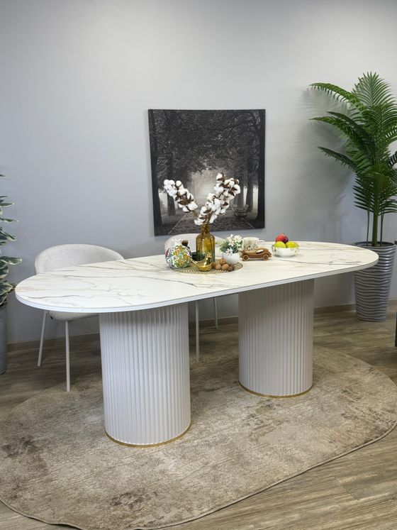 Стол KENNER LD2000 белый/керамика мрамор золотой