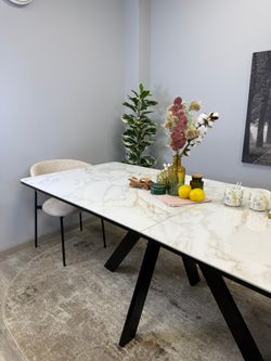 Стол DL1600 черный/керамика белая глянец