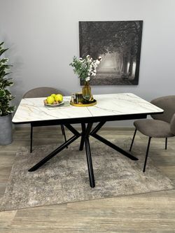 Стол KENNER DM1400 черный/керамика золотая